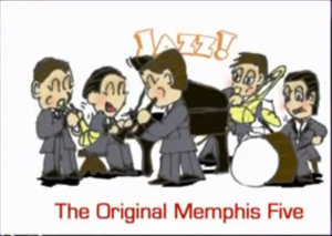 The OM5, Left to Right: Phil Napoleon on trumpet, Frank Signorelli on piano, Jimmy Lytell on clarinet, Miff Mole on trombone (with Charles Panelli subbing in the above clips) and Jack Roth on drums.